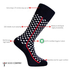 Love Sock Company Men's Funky Cool Polka Dots Dress Socks Red Line Black  (M) - LOVE SOCK COMPANY