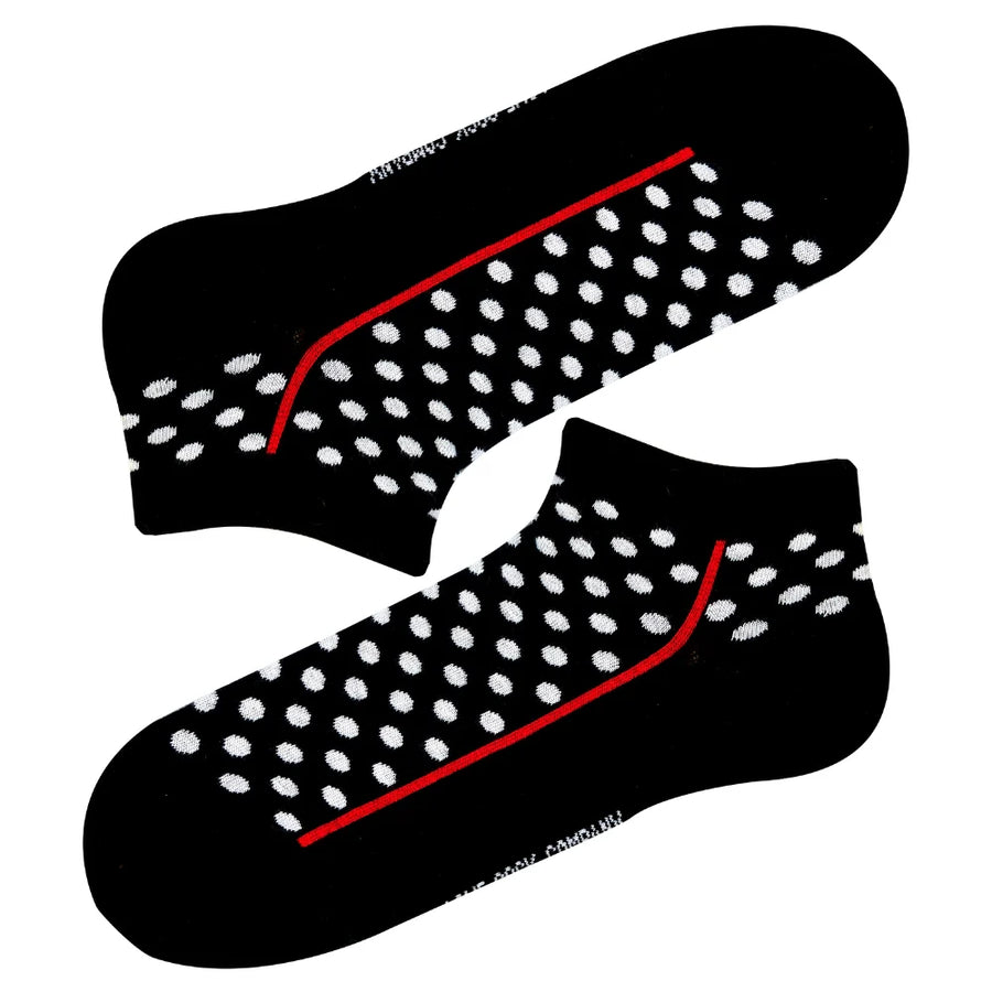 Red Line Polka Dots Ankle Socks (Unisex) - LOVE SOCK COMPANY