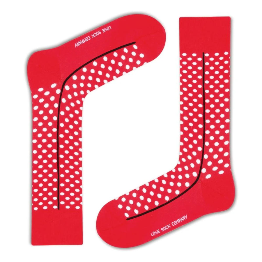 Love Sock Company Men's Funky Cool Polka Dots Dress Socks Red Line Red (M) - LOVE SOCK COMPANY