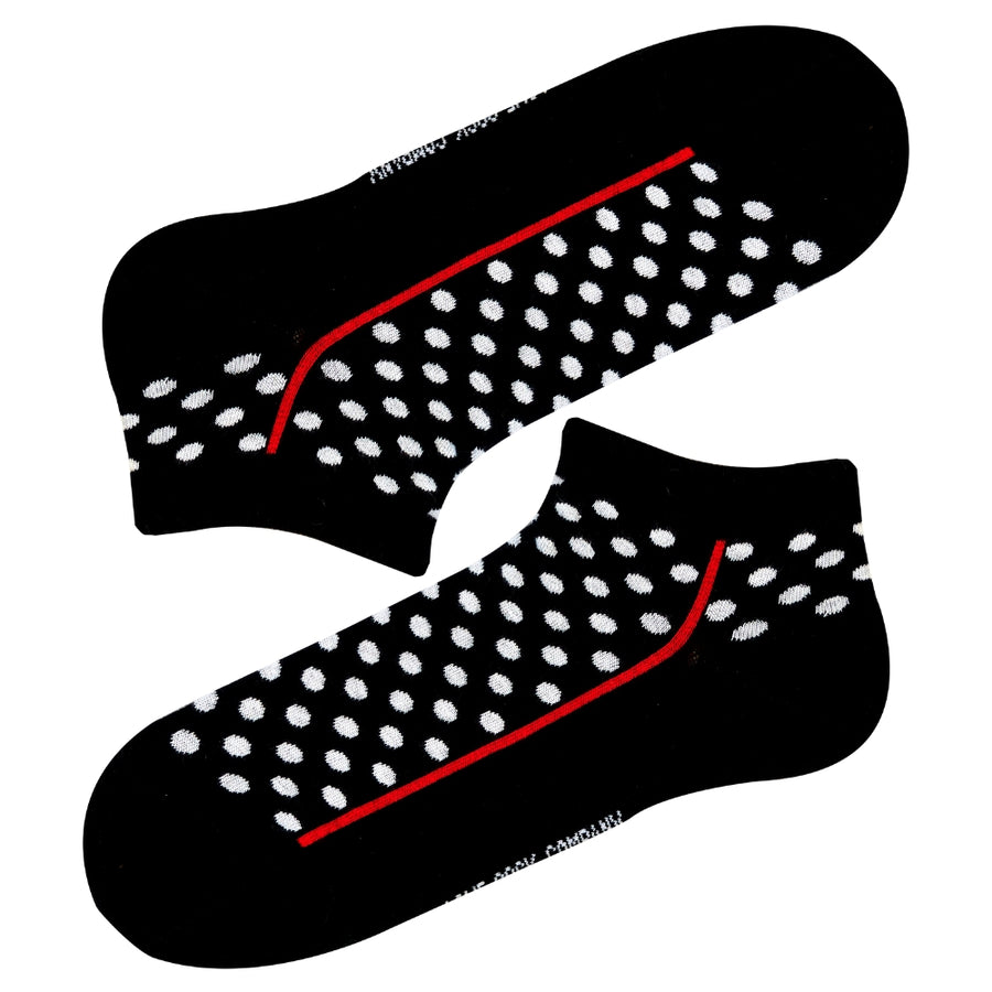 Red Line Polka Dots Ankle Socks (Unisex) - LOVE SOCK COMPANY