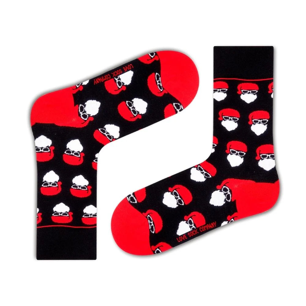 Black Santa Clause Women's Fun Christmas Novelty Dress Socks Love Sock Company (W) Black Santa Clause Women's Fun Christmas Novelty Dress Socks Love Sock Company (W)