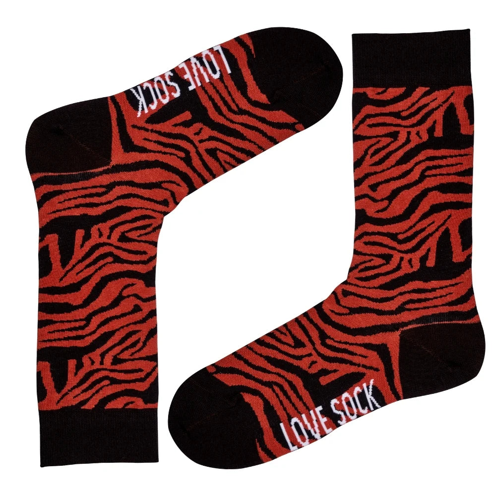 Tiger Cotton Women's Crew Socks - Brown - SIZE ONE SIZE Tiger Cotton Women's Crew Socks - Brown - SIZE ONE SIZE