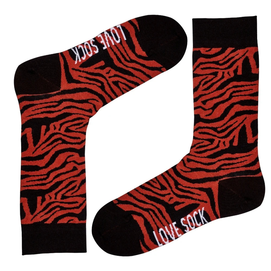 Tiger animal print fun patterned organic novelty crew socks for women - LOVE SOCK COMPANY