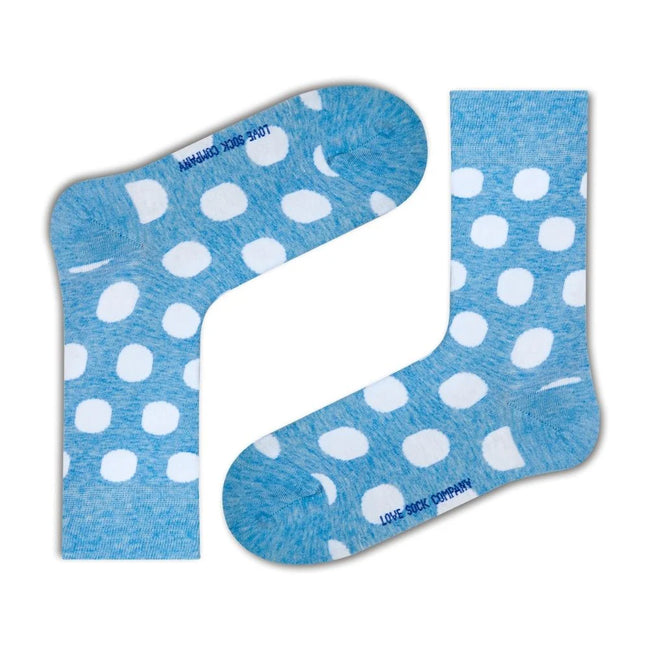 Women's Polka Dot Trouser Socks - Blue Big Polka (W) - LOVE SOCK COMPANY