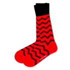 Zig Zag Men's Fun Dress socks with Stripes Red - LOVE SOCK COMPANY