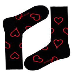Big Heart Colorful fun patterned organic novelty black crew socks - LOVE SOCK COMPANY