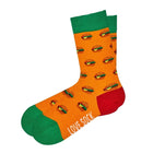 Love Sock Company Burger Novelty Crew Socks Orange (Unisex) - LOVE SOCK COMPANY