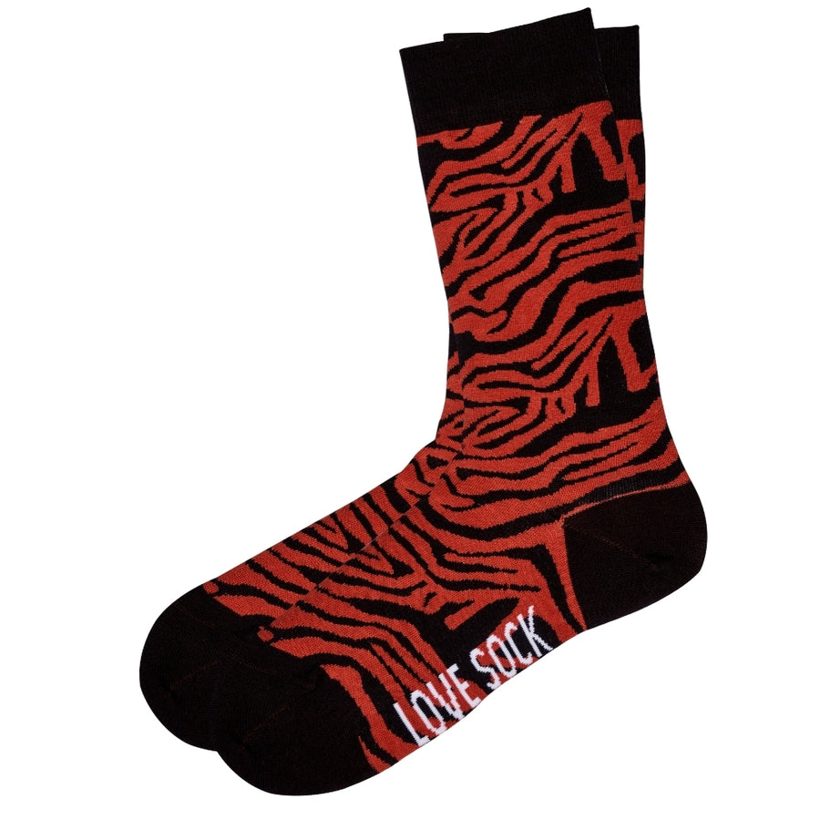 Tiger animal print fun patterned organic novelty crew socks for women - LOVE SOCK COMPANY