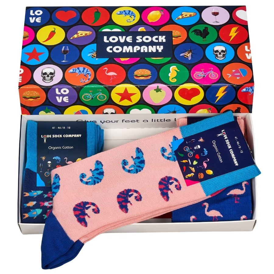 Love Sock Company Colorful Funky Patterned Men's Novelty Socks Animal Love Gift Box - LOVE SOCK COMPANY