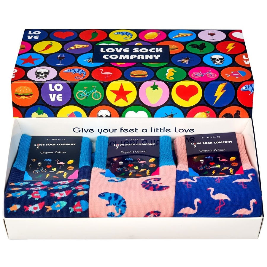 Love Sock Company Colorful Funky Fun Patterned Women's Crew Socks Animal Novelty Gift Box - LOVE SOCK COMPANY