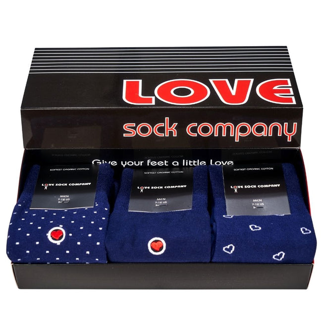 Love Sock Company Premium Funky Patterned Men's Dress Socks Navy Gift Box - LOVE SOCK COMPANY