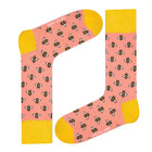 Bee Pink Colorful Novelty Crew Socks (Unisex) - LOVE SOCK COMPANY
