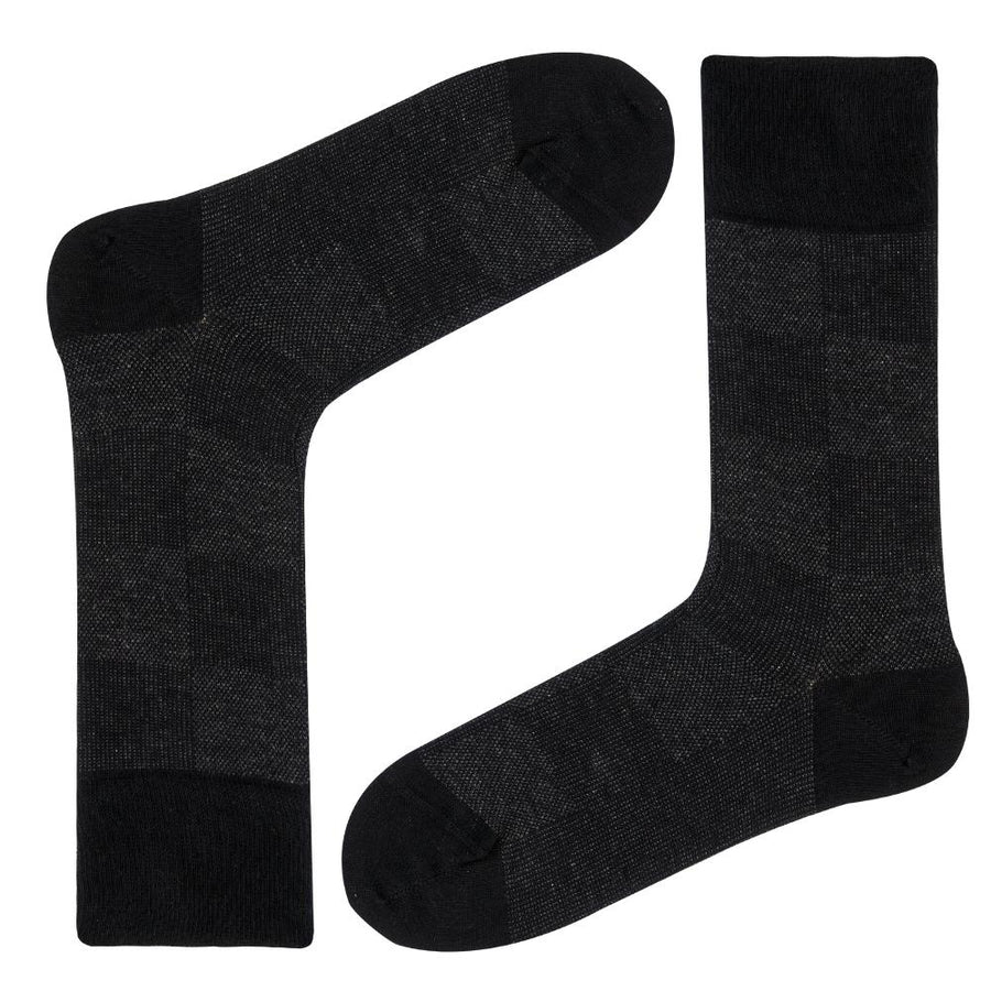 Checkers Crew Socks Black (W) - LOVE SOCK COMPANY