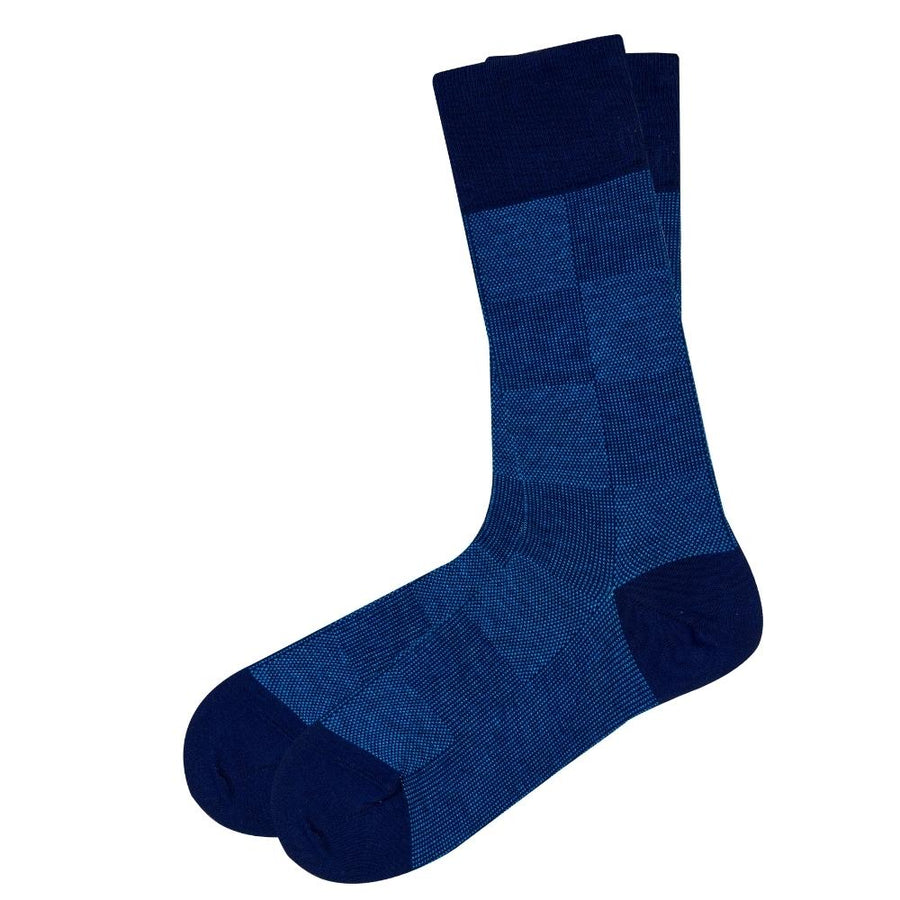 Checkers Crew Socks Blue (W) - LOVE SOCK COMPANY