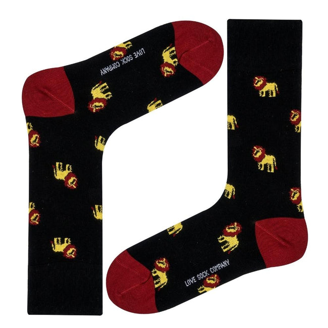 Lion Crew Socks Black (W) - LOVE SOCK COMPANY