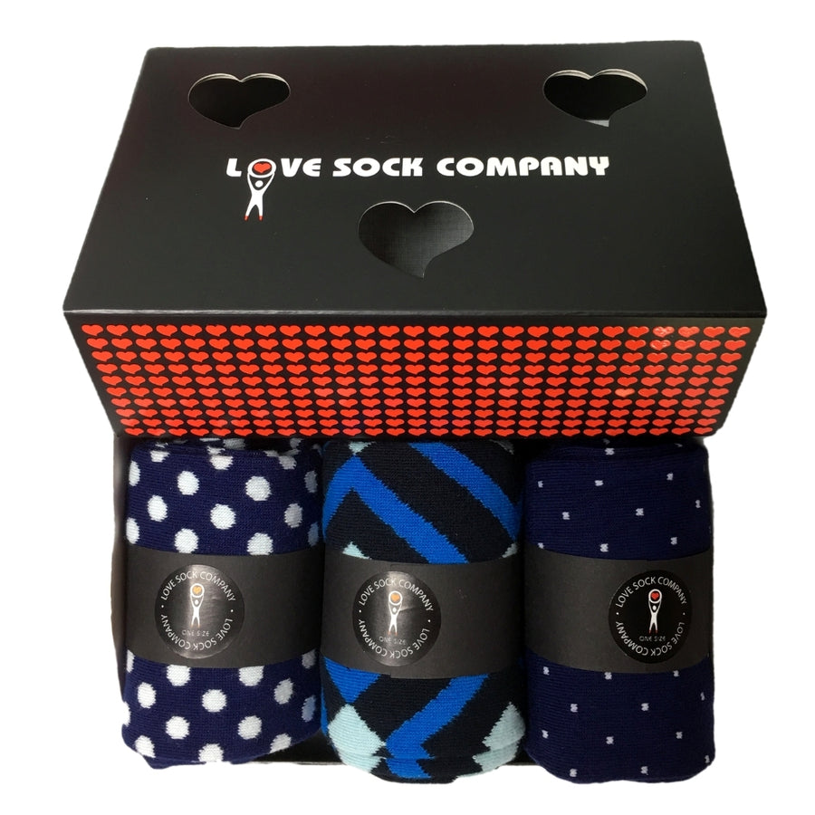 Blue Dress Socks Gift Box (M) - LOVE SOCK COMPANY