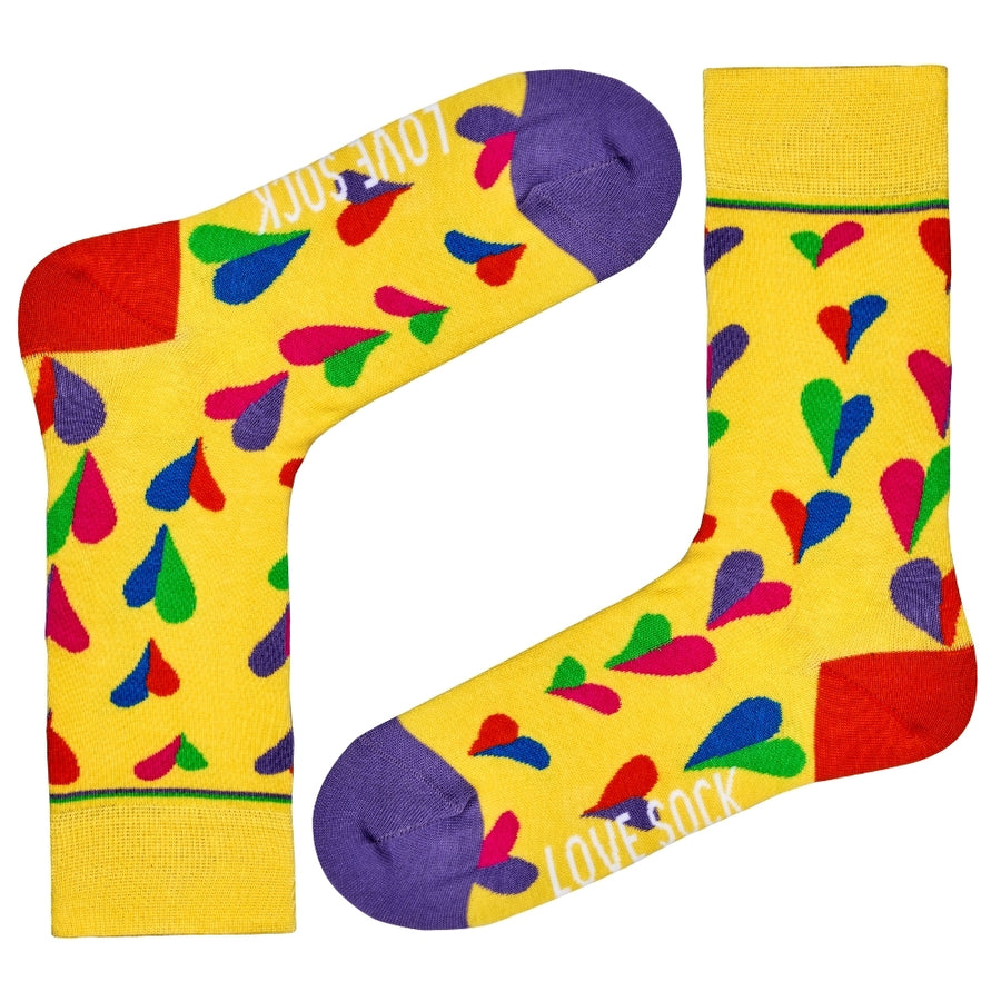 Funky Hearts Colorful fun patterned organic novelty crew socks - LOVE SOCK COMPANY
