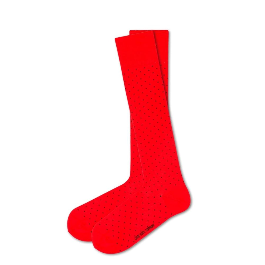 Men's Over the Calf Polka Dot Dress Socks Biz Dots Red (M) - LOVE SOCK COMPANY