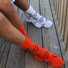 Big Heart Colorful fun patterned organic novelty orange crew socks - LOVE SOCK COMPANY