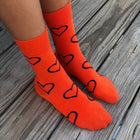 Big Heart Colorful fun patterned organic novelty orange crew socks - LOVE SOCK COMPANY
