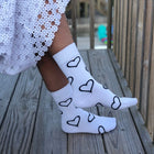 Big Heart Colorful fun patterned organic novelty white crew socks - LOVE SOCK COMPANY