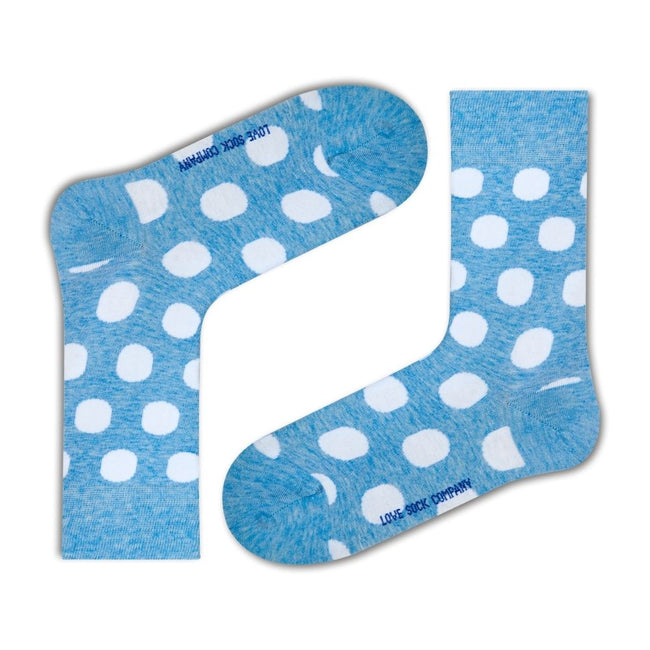 Women's Polka Dot Trouser Socks - Blue Big Polka (W) - LOVE SOCK COMPANY