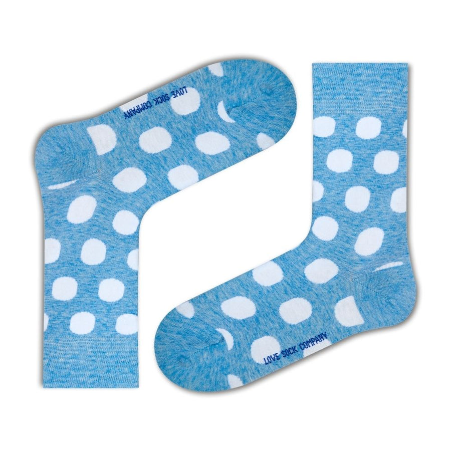 Women's Polka Dot Trouser Socks - Blue Big Polka (W) - LOVE SOCK COMPANY