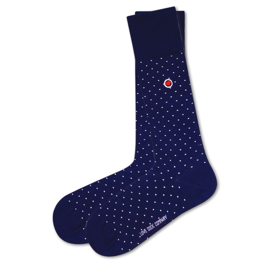 Biz Dots Men's Polka Dot Premium Dress Socks Navy Blue Love Sock Company (M) - LOVE SOCK COMPANY