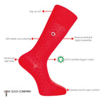 Men's Over the Calf Polka Dot Dress Socks Biz Dots Red (M) - LOVE SOCK COMPANY