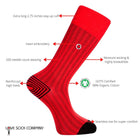 Men's Red Ribbed Dress Socks With Stripes - Business Stripes (M) - LOVE SOCK COMPANY