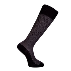 Men's Black Over The Calf Dress Socks Love Sock Company Knee High Chevron (M) - LOVE SOCK COMPANY