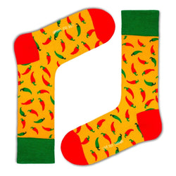 Red Hot Chili Pepper Socks Yellow (Unisex) - LOVE SOCK COMPANY