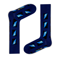Love Sock Company Colorful Patterned Novelty Lightning Men's Dress Socks Blue - LOVE SOCK COMPANY