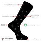 Mini Hearts patterned organic cotton men black dress socks - LOVE SOCK COMPANY