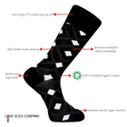 Love Sock Company Colorful Fun Patterned Men's Dress Socks Mirrors Black (M) - LOVE SOCK COMPANY