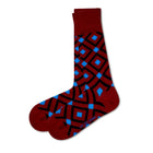 Love Sock Company Colorful Fun Patterned Men's Dress Socks Mirrors Burgundy (M) - LOVE SOCK COMPANY