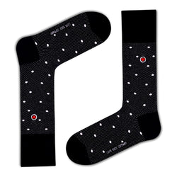 Love Sock Company Funky Patterned Fun Men's Dress Socks Polka Night Black (M) - LOVE SOCK COMPANY