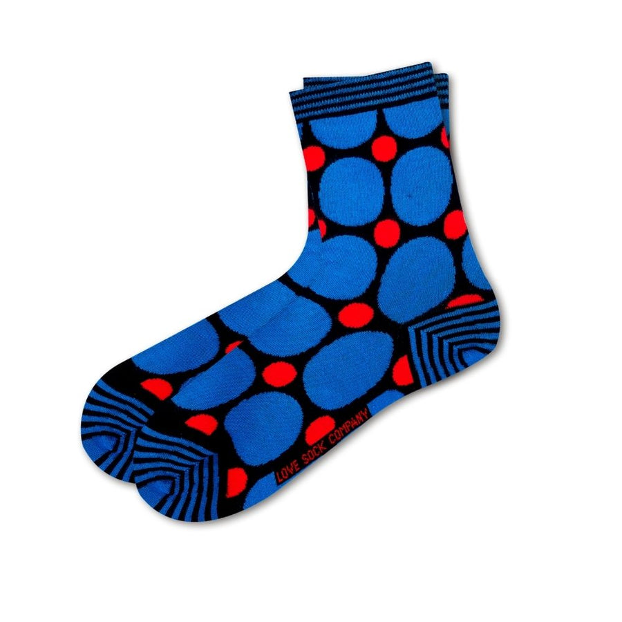 Polka Dots Women Fun Colorful Blue Quarter Crew Socks (W) - LOVE SOCK COMPANY