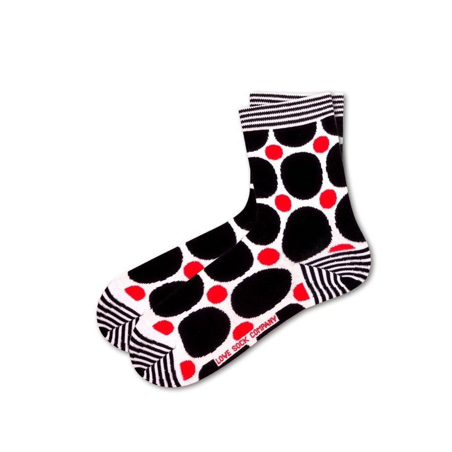 Polka Dots Women Fun Colorful White Quarter Crew Socks (W) - LOVE SOCK COMPANY