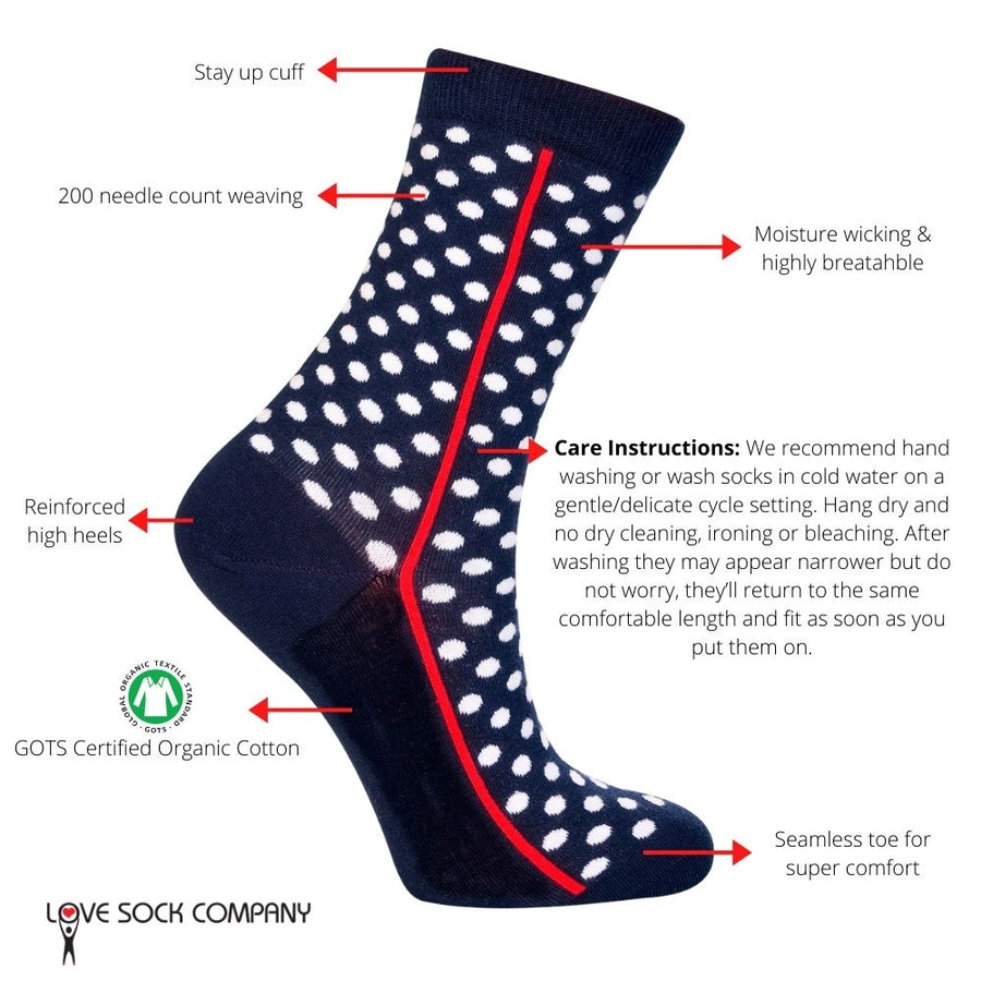 Red Line Navy Socks (W) - LOVE SOCK COMPANY