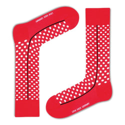 Love Sock Company Men's Funky Cool Polka Dots Dress Socks Red Line Red (M) - LOVE SOCK COMPANY