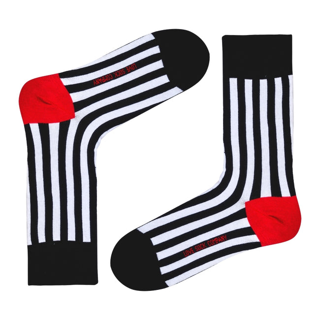 Red Stripe Women's Crew Socks (W) - LOVE SOCK COMPANY