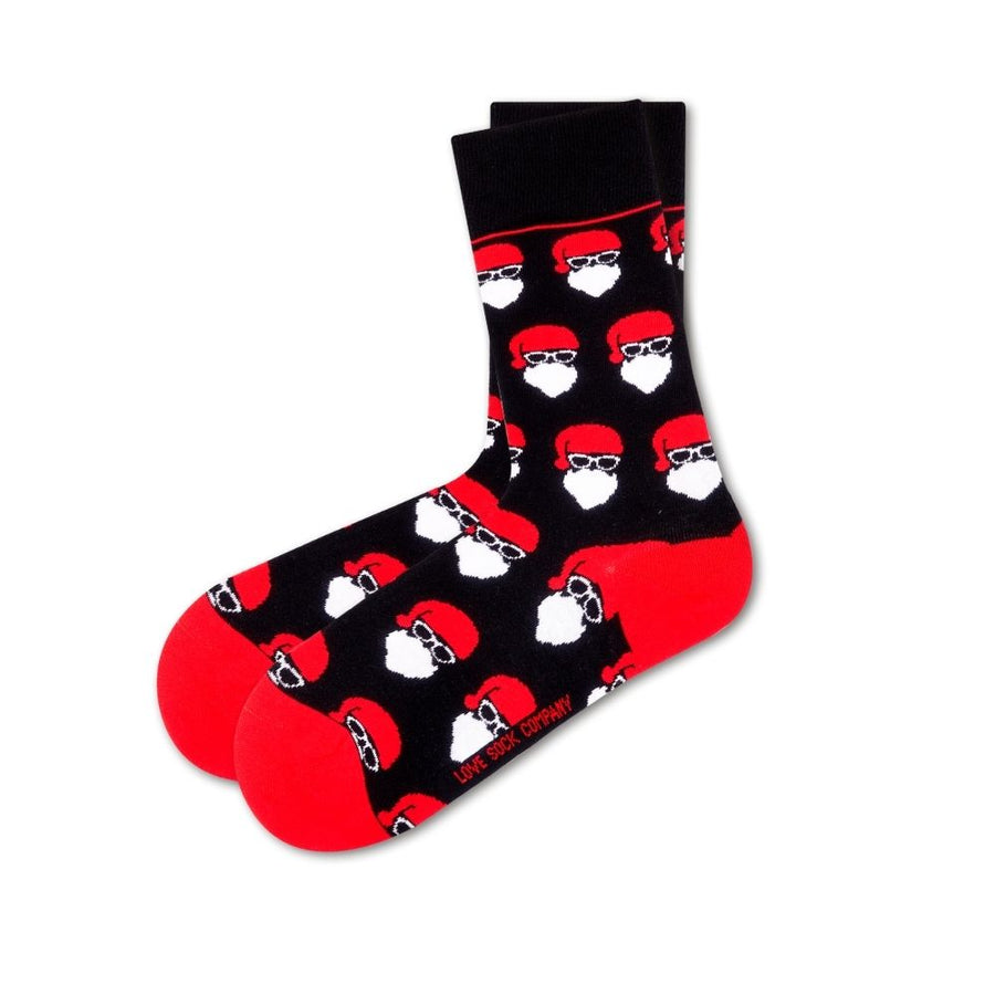 Black Santa Clause Women's Fun Christmas Novelty Dress Socks Love Sock Company (W) - LOVE SOCK COMPANY