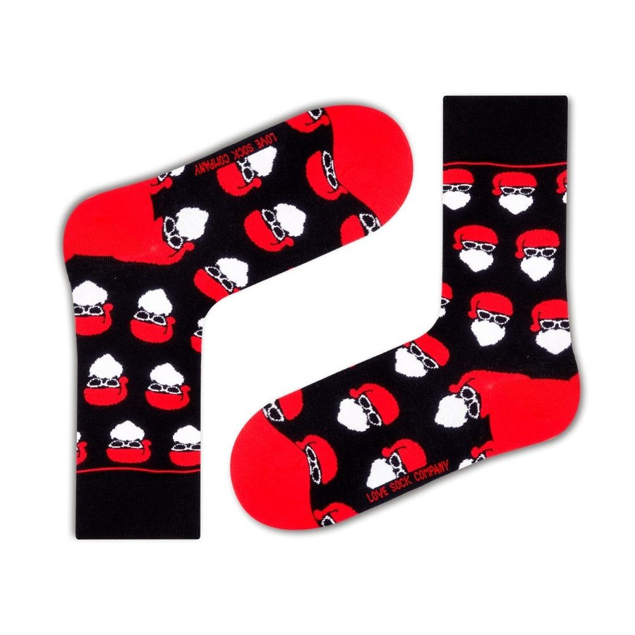 Black Santa Clause Women's Fun Christmas Novelty Dress Socks Love Sock Company (W) - LOVE SOCK COMPANY