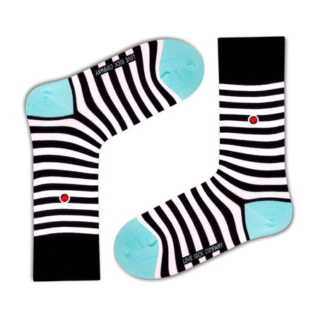 Striped Patterned Fun Crew Socks for Women Simplicity Socks Black (W) - LOVE SOCK COMPANY