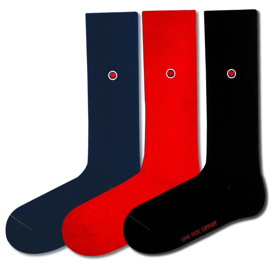 Love Sock Company Premium 98% Organic Cotton Men's Dress Socks Solids Bundle - LOVE SOCK COMPANY