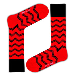 Zig Zag Men's Fun Dress socks with Stripes Red - LOVE SOCK COMPANY